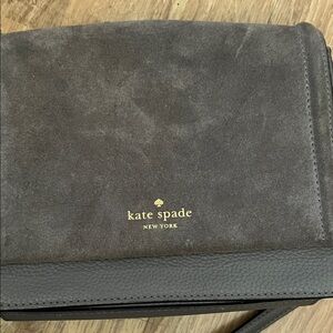 kate spade Dark Brown Suede & Leather Crossbody with Gold Logo